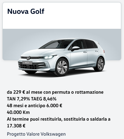 Progetto Valore Volkswagen - Nuova Golf